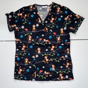 SCRUB STAR WOMENS PATTERNED MEDICAL SCRUB TOP